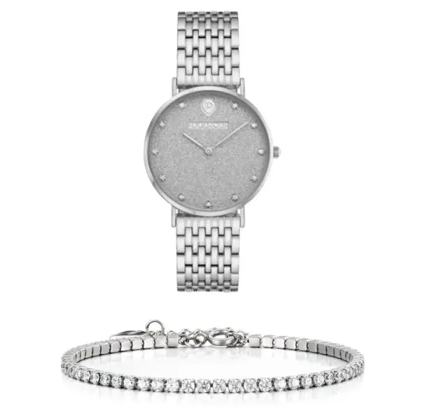 שעון פרינס לאישה דגם sunny silver | צמיד טניס מתנה