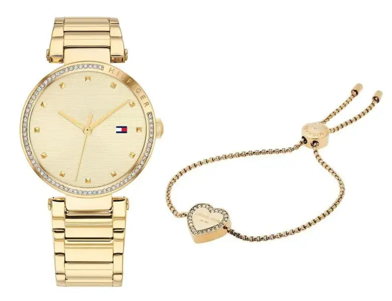 סט שעון יד אנלוגי לאישה Tommy Hilfiger 1782235 טומי הילפיגר עם צמיד לב מייקל קורס