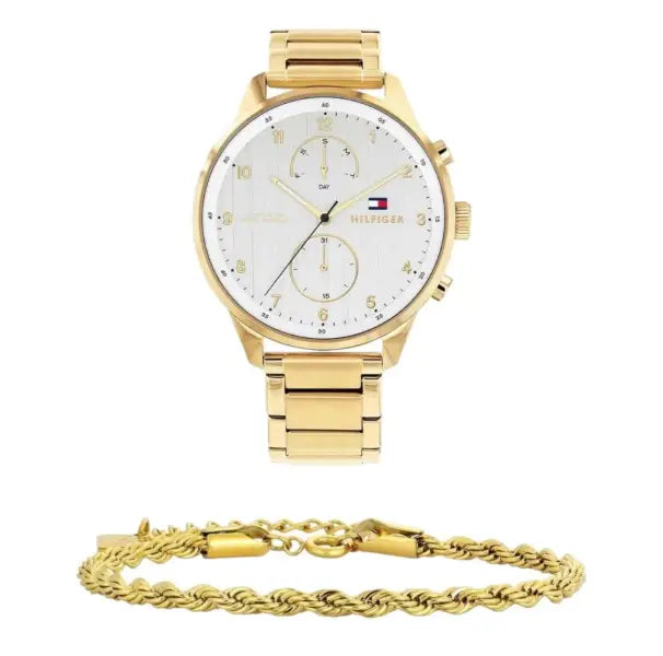 שעון טומי הילפיגר לגבר - אחריות יבואן! Tommy Hilfiger 1791576 עם צמיד חבל מוזהב מתנה