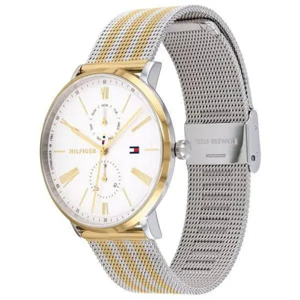שעון טומי הילפיגר לאישה - אחריות יבואן! Tommy Hilfiger 1782074 עם צמיד טניס כסוף מתנה