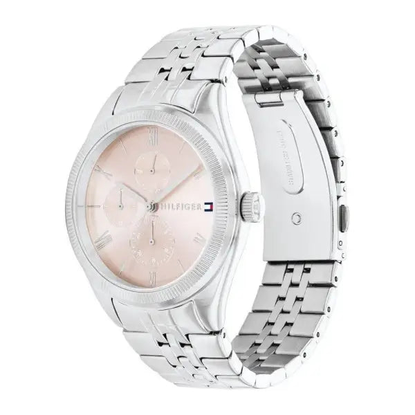 שעון טומי הילפיגר לאישה - אחריות יבואן! Tommy Hilfiger 1782590 עם צמיד טניס כסוף מתנה