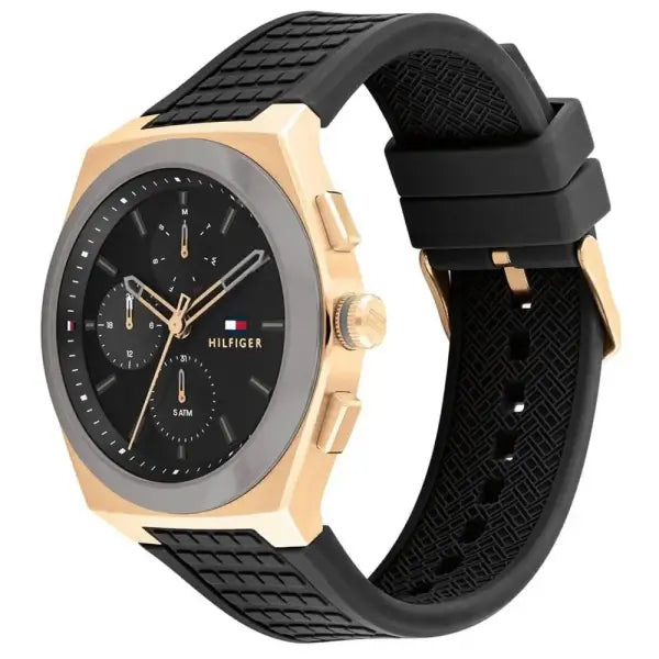 שעון טומי הילפיגר לגבר - אחריות יבואן! Tommy Hilfiger 1791931 עם צמיד טניס שחור מתנה