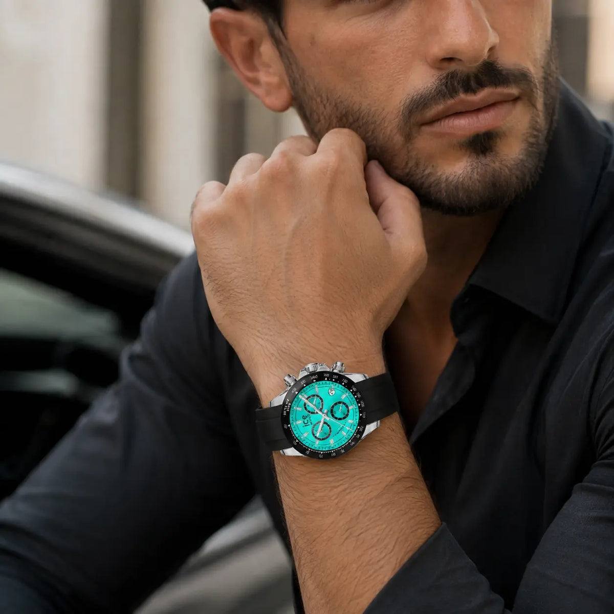 שעון אייס ווטש לגבר דגם bewatch clear black turquoise 025633
