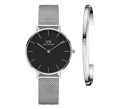סט שעון יד אנלוגי לאישה daniel wellington dw00100162 דניאל וולינגטון עם צמיד dw תואם