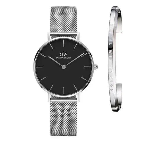 סט שעון יד אנלוגי לאישה daniel wellington dw00100162 דניאל וולינגטון עם צמיד dw תואם