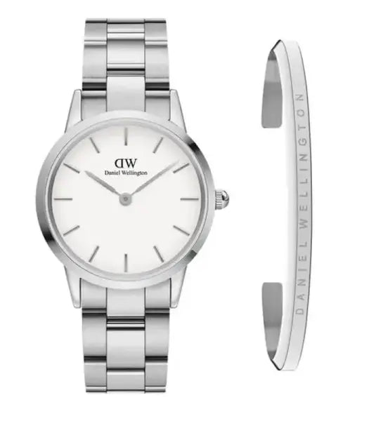 סט שעון יד אנלוגי לאישה עם צמיד dw כסוף daniel wellington dw00100207 דניאל וולינגטון