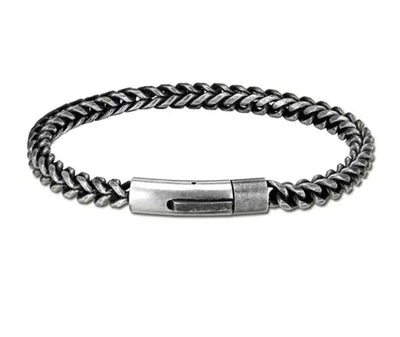 צמיד חוליות קלוע מושחר לגבר VSM95 - MNM
