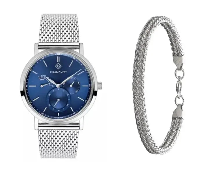 שעון גאנט לגבר דגם g131003 | צמיד חוליות כסוף מתנה