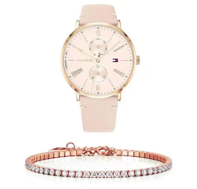 שעון טומי הילפיגר לאישה - אחריות יבואן! Tommy Hilfiger 1782071 עם צמיד טניס רוזגולד מתנה