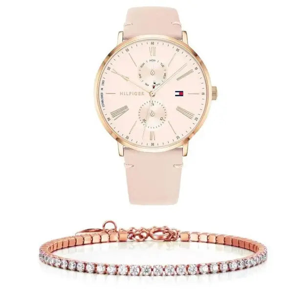 שעון טומי הילפיגר לאישה - אחריות יבואן! Tommy Hilfiger 1782071 עם צמיד טניס רוזגולד מתנה