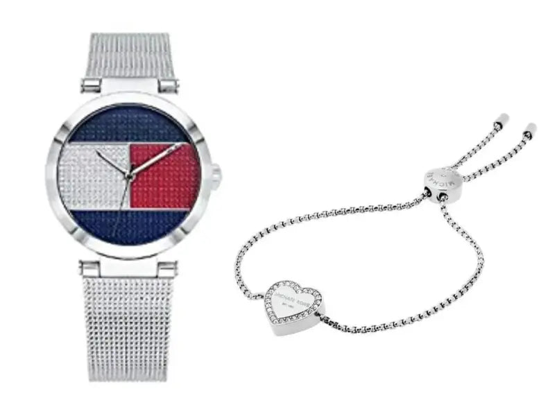 סט שעון יד אנלוגי לאישה Tommy Hilfiger 1781866 טומי הילפיגר עם צמיד לב מייקל קורס