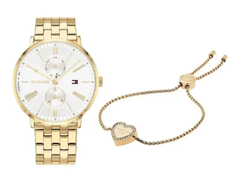 סט שעון יד אנלוגי לאישה Tommy Hilfiger 1782069 טומי הילפיגר עם צמיד לב מייקל קורס
