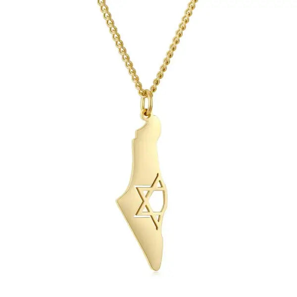 שרשרת מפת ארץ ישראל עם מגן דוד לגבר - יבואן רשמי! דגם: MDMIGM001 - MNM
