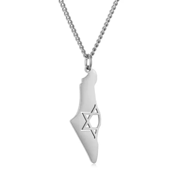שרשרת מפת ארץ ישראל עם מגן דוד לגבר - יבואן רשמי! דגם: MDMISM002 - MNM