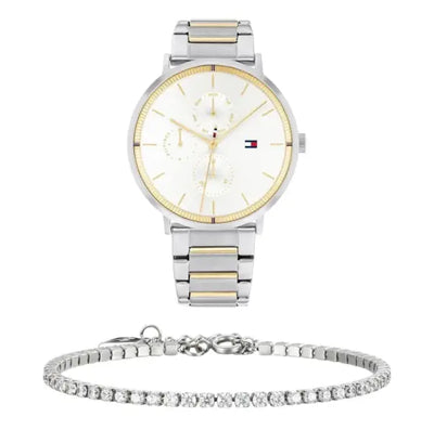 שעון טומי הילפיגר לאישה - אחריות יבואן! Tommy Hilfiger 1782299 עם צמיד טניס כסוף מתנה