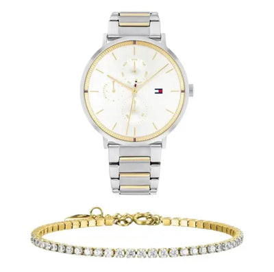 שעון טומי הילפיגר לאישה - אחריות יבואן! Tommy Hilfiger 1782299 עם צמיד טניס מוזהב מתנה