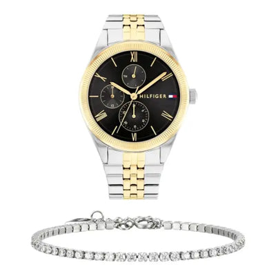 שעון טומי הילפיגר לאישה - אחריות יבואן! Tommy Hilfiger 1782591 עם צמיד טניס כסוף מתנה