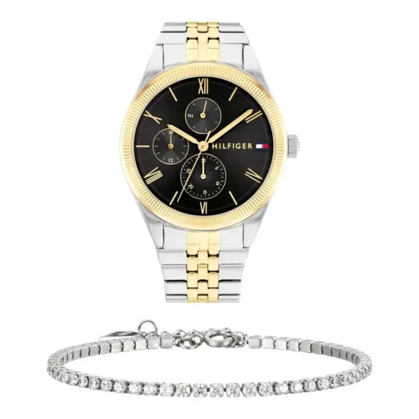 שעון טומי הילפיגר לאישה - אחריות יבואן! Tommy Hilfiger 1782591 עם צמיד טניס כסוף מתנה