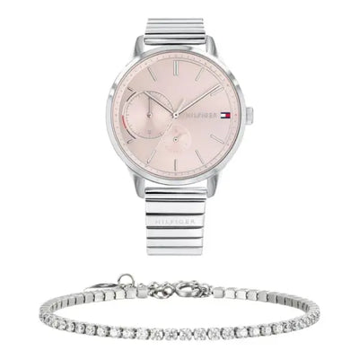 שעון טומי הילפיגר לאישה - אחריות יבואן! Tommy Hilfiger 1782020 עם צמיד טניס כסוף מתנה