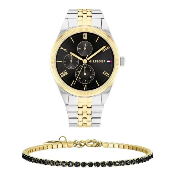 שעון טומי הילפיגר לאישה - אחריות יבואן! Tommy Hilfiger 1782591 וצמיד טניס מוזהב מתנה