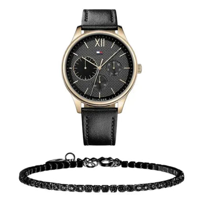 שעון טומי הילפיגר לגבר - אחריות יבואן! Tommy Hilfiger 1791419 עם צמיד טניס שחור מתנה