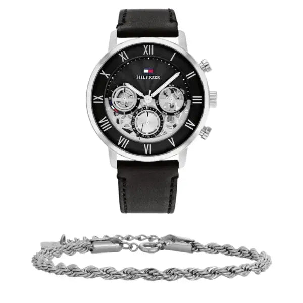 שעון טומי הילפיגר לגבר - אחריות יבואן! Tommy Hilfiger 1710565 עם צמיד חבל כסוף מתנה