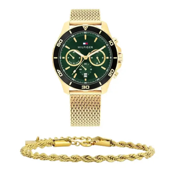שעון טומי הילפיגר לגבר - אחריות יבואן! Tommy Hilfiger 1792093 עם צמיד חבל מוזהב מתנה