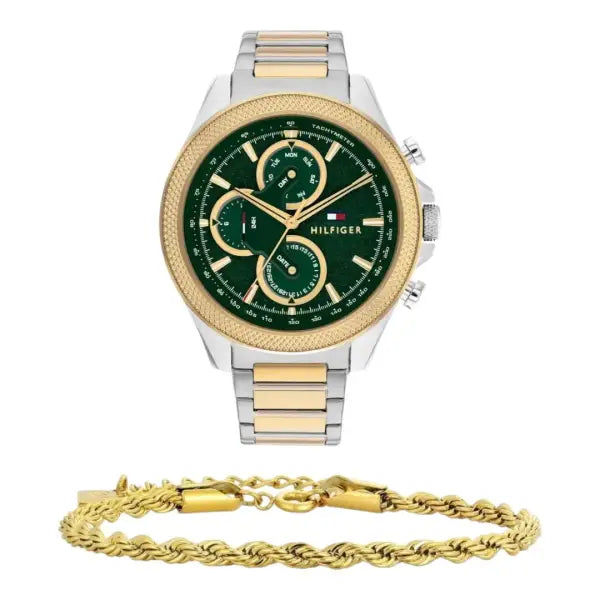שעון טומי הילפיגר לגבר - אחריות יבואן! Tommy Hilfiger 1792079 עם צמיד חבל מוזהב מתנה
