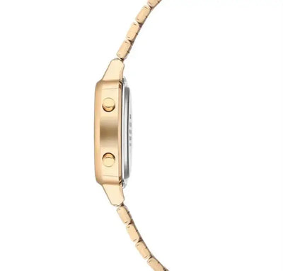 סט שעון יד דיגיטלי לאישה עם צמיד באגטים מוזהב casio la670wga-1 קאסיו