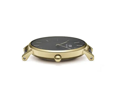 סט שעון יד אנלוגי לאישה daniel wellington dw00100347 דניאל וולינגטון עם צמיד טניס מוזהב משובץ זרקונים שחורים