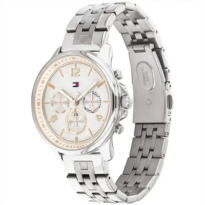 שעון טומי הילפיגר לאישה - אחריות יבואן! Tommy Hilfiger 1782222 עם צמיד טניס כסוף מתנה