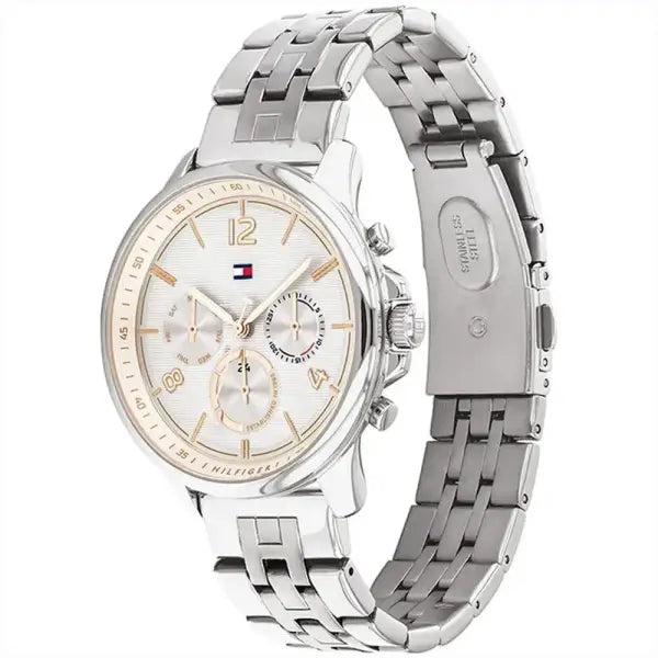 שעון טומי הילפיגר לאישה - אחריות יבואן! Tommy Hilfiger 1782222 עם צמיד טניס כסוף מתנה