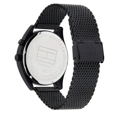 שעון טומי הילפיגר לגבר - אחריות יבואן! Tommy Hilfiger 1791547 עם צמיד טניס שחור מתנה