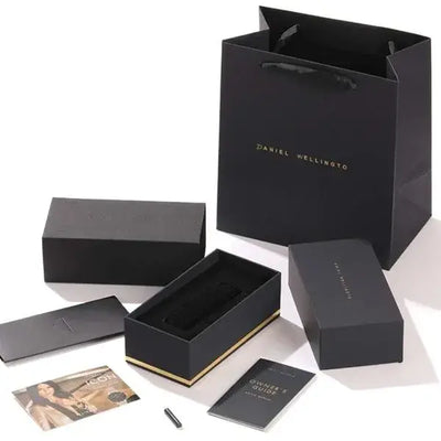 סט שעון יד אנלוגי לאישה daniel wellington dw00100162 דניאל וולינגטון עם צמיד טניס כסוף משובץ זרקונים שחורים