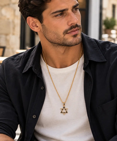 שרשרת מגן דוד מוזהבת לגבר דגם MDGB52