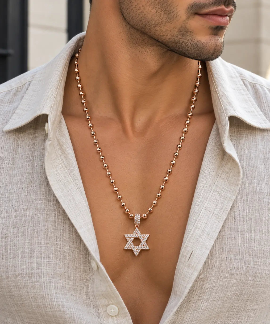 שרשרת מגן דוד רוזגולד לגבר דגם NMMR03